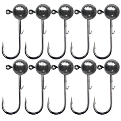 5/10pcs NED head jigs hook 2g-20g All size Round Ball Jig Head Hook Weedless Long Shank Secondary hooks For Soft Worm Fishing