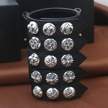 

Starfield S925 Sterling Silver Jewelry Retro Thai Silver Leather dragon-shaped Anchor Army Flower Bracelet&Bracelet Homme