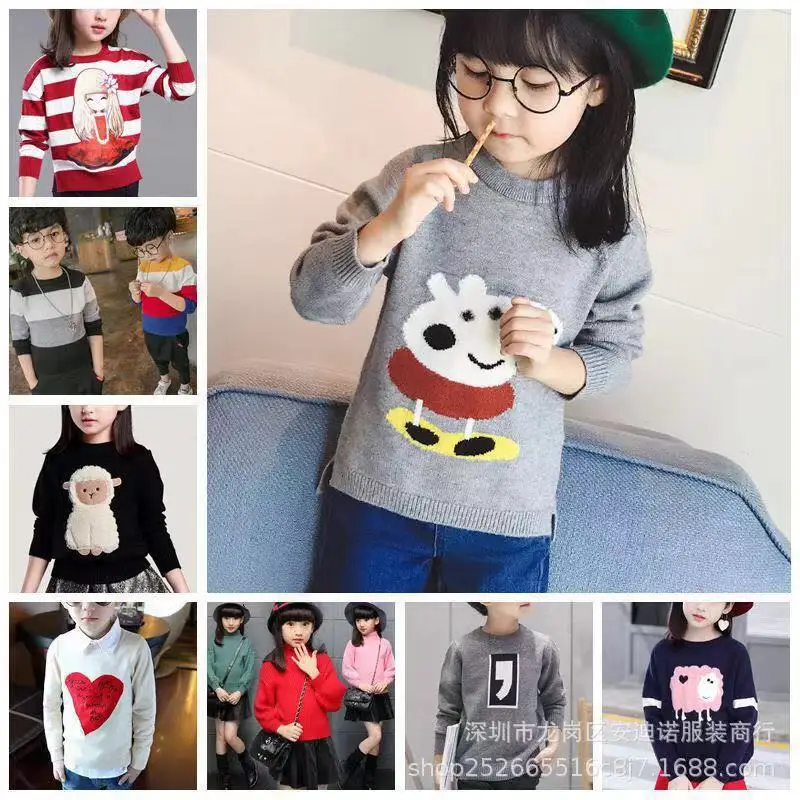 Autumn And Winter New Style Korean-style Thick Men And Women Kids' Sweater Childrenswear Sweater Base Shirt Stall