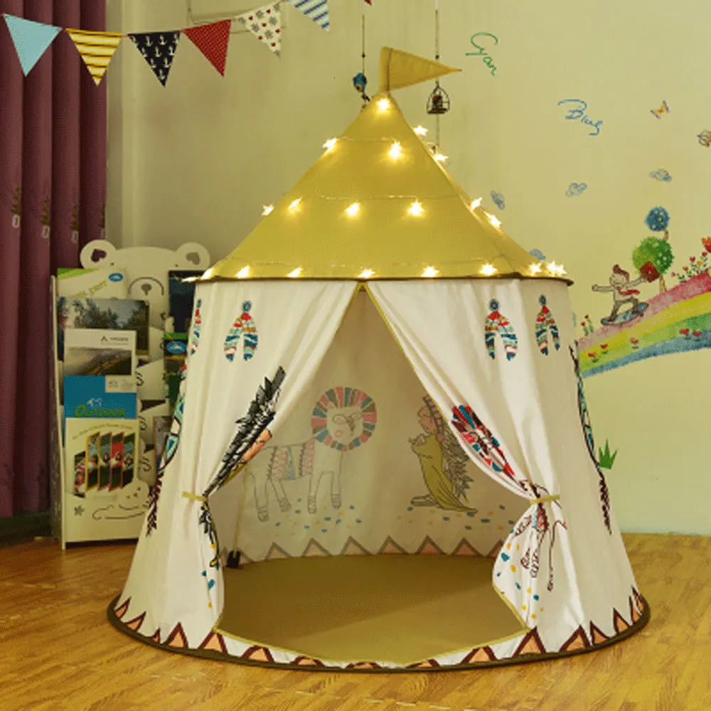 Детская складная палатка Tipi для детей, Детский игровой домик, вигвам, Замок принцессы, вигвам, Детская палатка с флагом, детская комната, игрушка