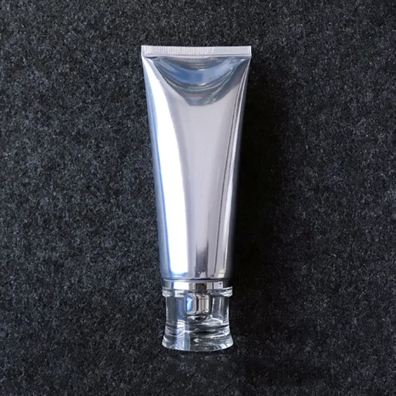 

Wholesale 10/30/50pcs 100ml Face & Hand Cream Hose Sample Empty Liquid Cosmetic Hoses Bright Silver Hose Facial Cleanser Tube