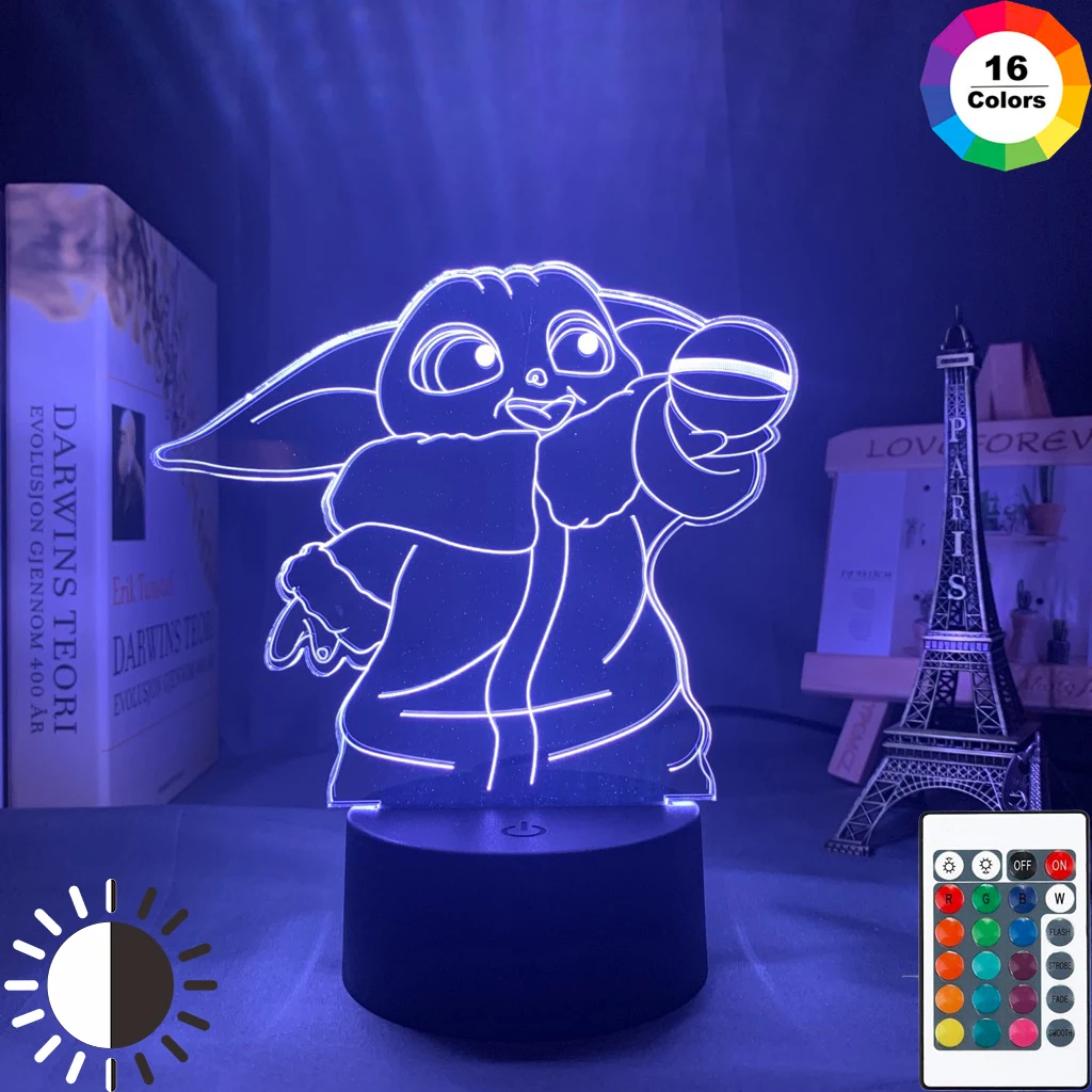 Night Light Lamp Acrylic Christmas Star Wars Master Yoda Home Decor B-Day Gift 