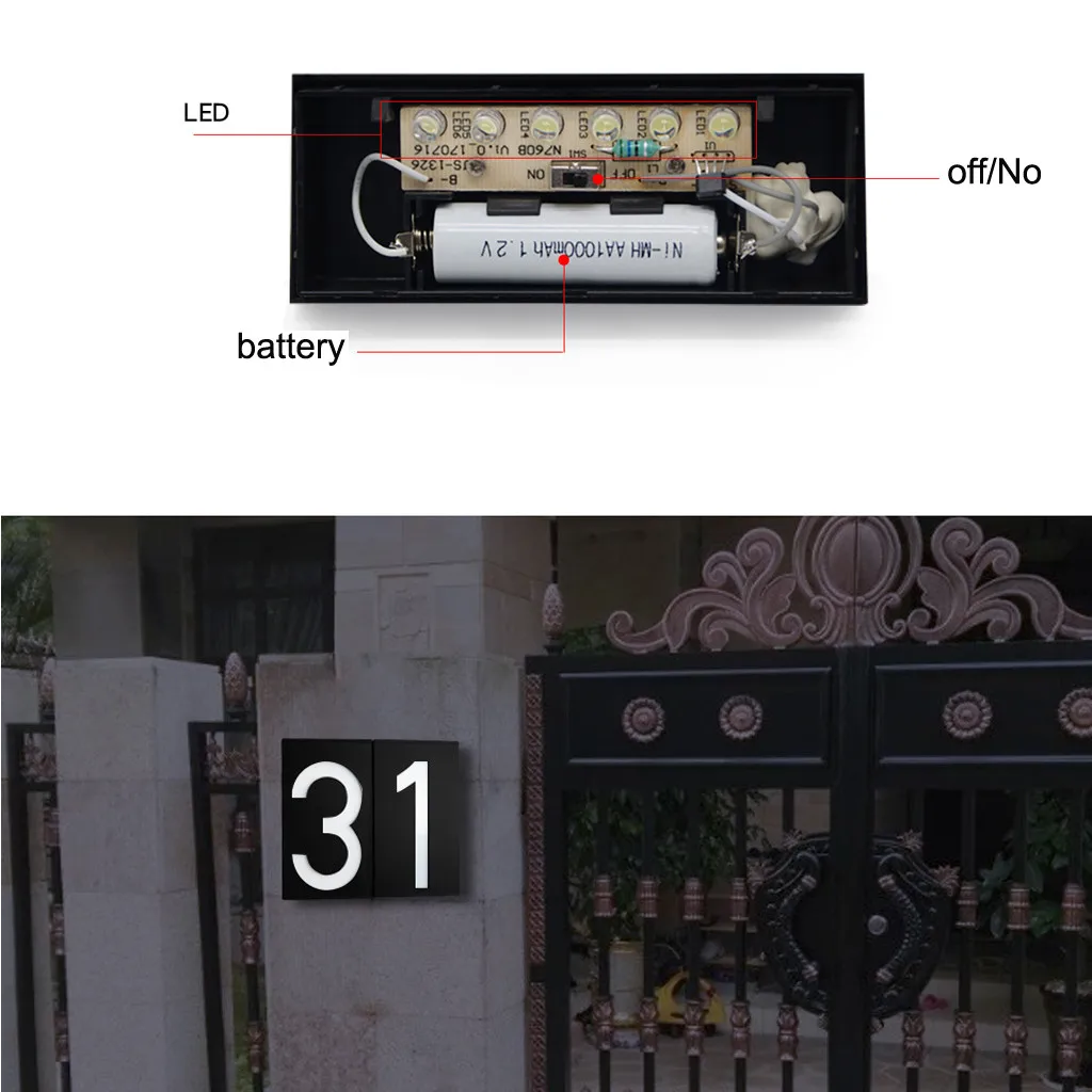 Солнечный светильник светодиодный номер дома Doorplate адрес лампа номер дома открытый светильник ing Светильники для крыльца с компонентами по хорошей цене Перезаряжаемые Батарея