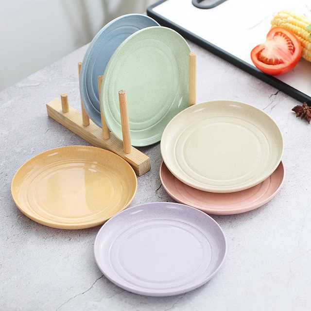 Wheat Straw Deep Dinner Plates, Unbreakable Sturdy Plastic Dinner Plates,  Microwave and Dishwasher Safe Reusable Plate for Fruit Snack Dinner Plates