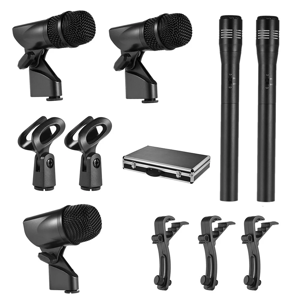 

Professional Wired Musical Instrument Drums Microphone Mic Set with Big Drum Microphone Small Drum Microphones Condenser