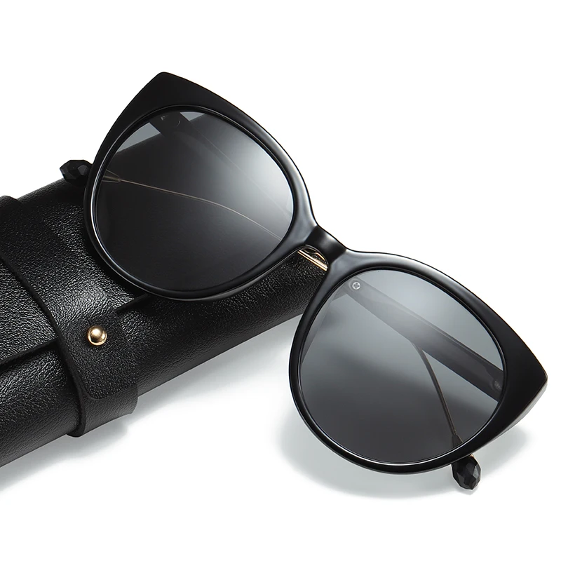 

Women Brand Designer Cat Eye Polarized Sunglasses Colored Lenses Ladies Frameless Metal Eyeglasses UV400