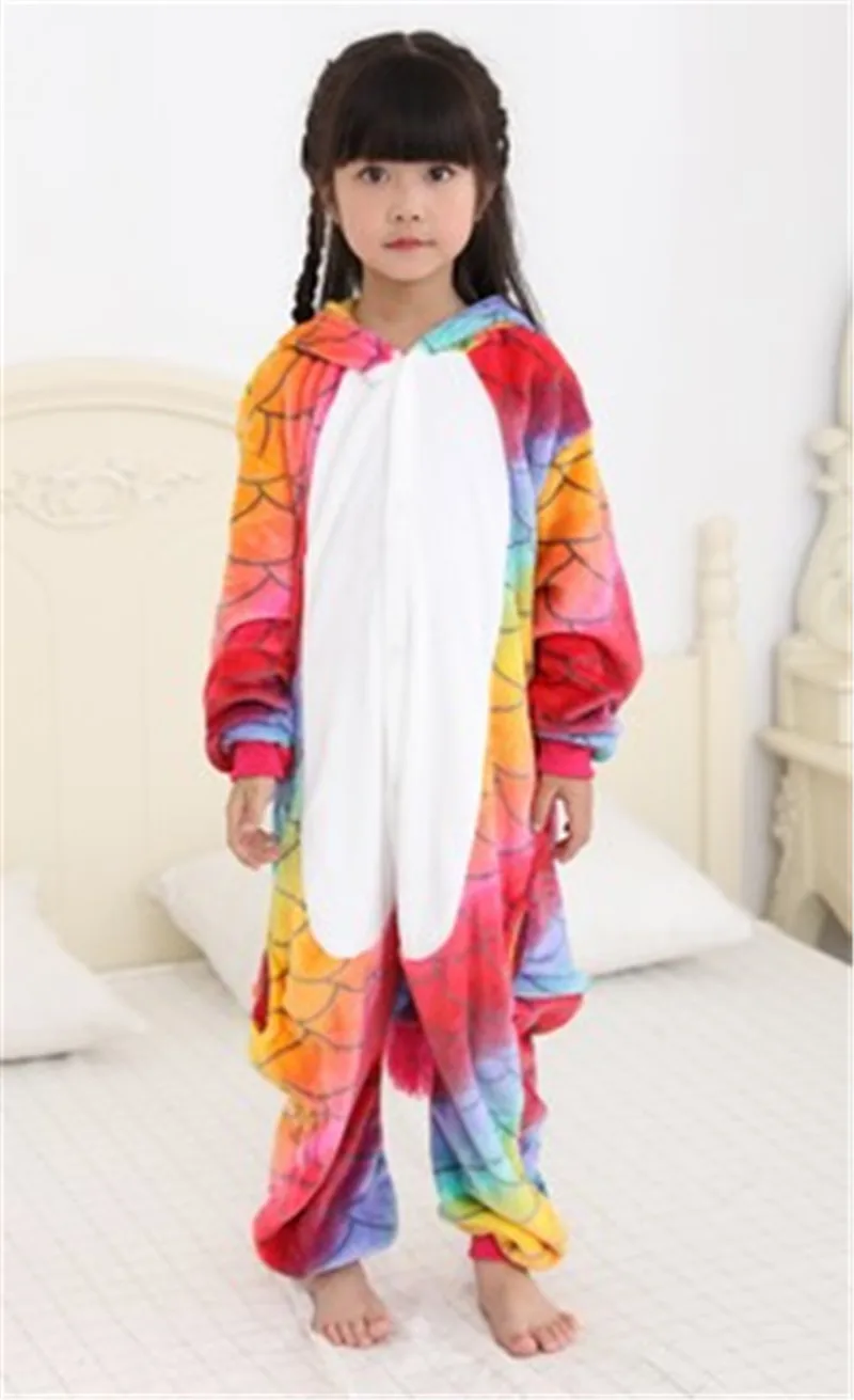 Children's Winter Siamese Pajamas Cartoon Hooded Animal Pattern Pajamas Flannel Warm Jumpsuit Boys And Girls Jumpsuit