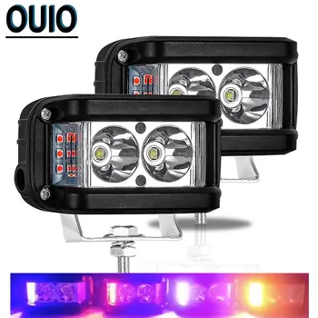 

20W Blue Red Flash LED Work Light Bar 12V 4" Car Accessories ATV Truck Motorcycle Emergency Beacon Warning Strobe Turn Light Bar