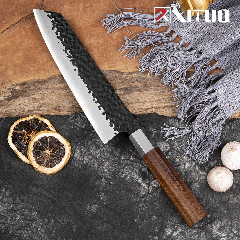 Нож шеф-повара ручной работы 8 дюймов японский нож Kiritsuke из высокоуглеродистой