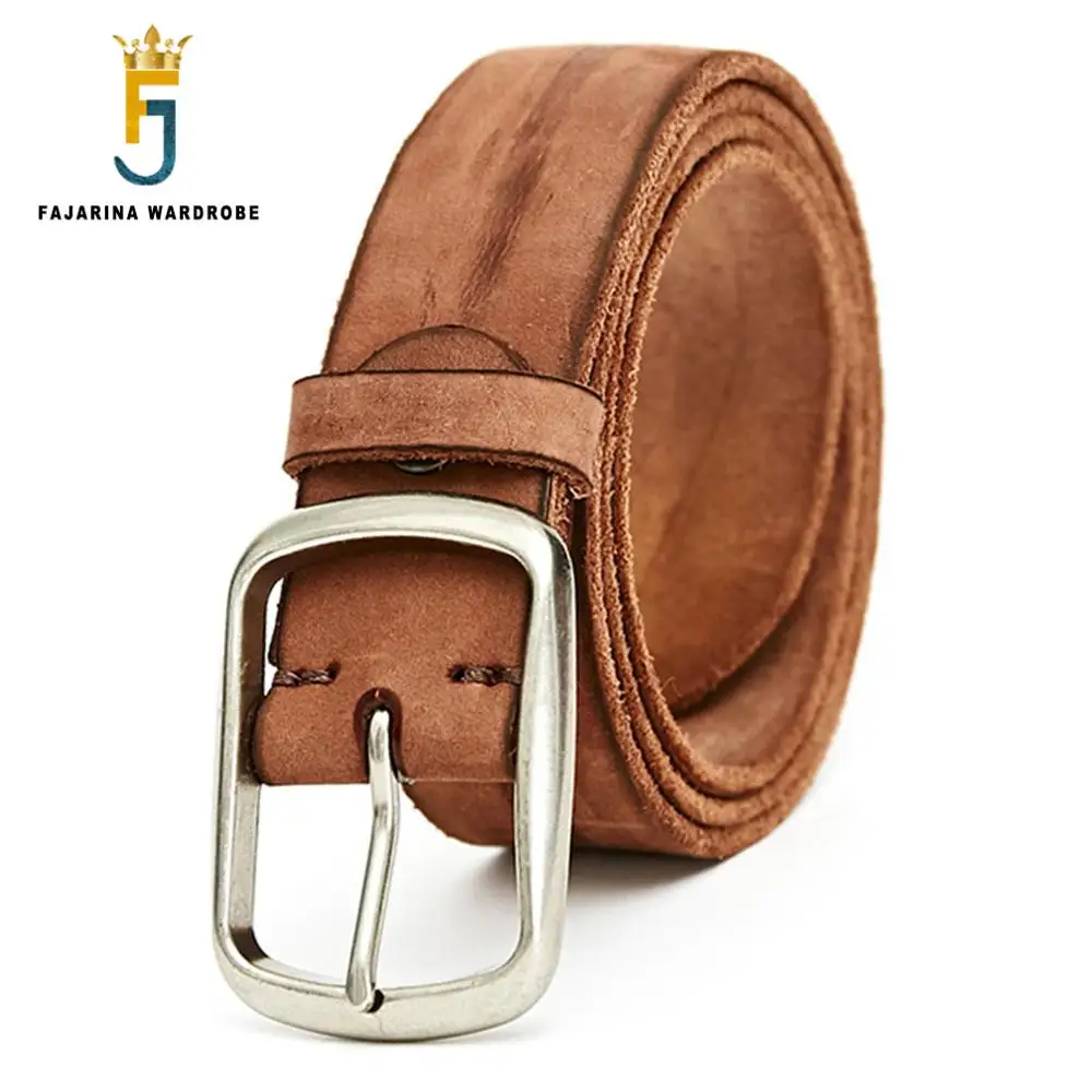 

FAJARINA Top Quality Retro Styles Belts 100% Real Pure Cow Skin Leather Pin Buckle Belts for Male Jean Accessories N17FJ758