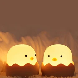 Veilleuse Led en Silicone souple pour enfants, Rechargeable par USB, luminaire décoratif d'intérieur, toucher Animal, poussin, idéal pour la chambre à coucher, cadeau idéal 