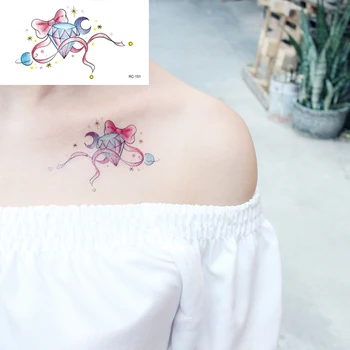 

Sexy Girl Clavicle Temporary Tattoo Sticker Diamond Moon Star Fish Waterproof Fake Tatoo Dreamcatcher Tatto Stickers For Women