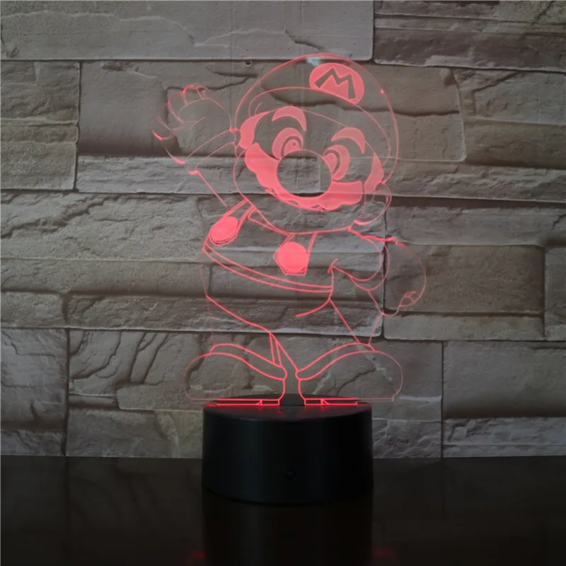 3D лампа супер Марио мультфильм игра для детей лучшее рождественское украшение сенсорный датчик быстрая Светодиодный Ночник светильник Lampara