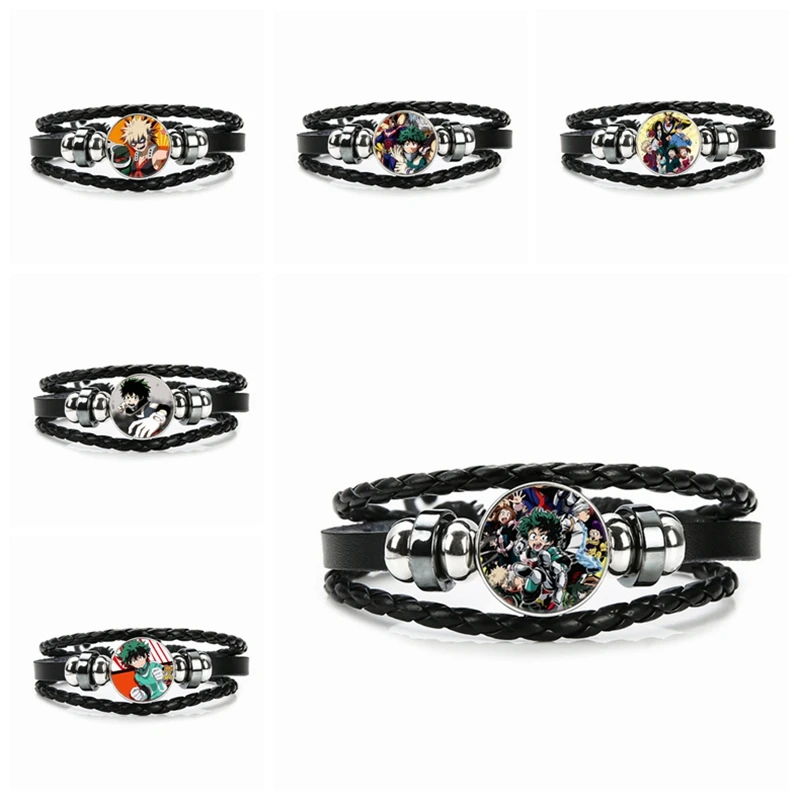 

JP Аниме My Hero academic фигурный браслет Многослойный кожаный стеклянный браслет фигурка игрушка для детей коллекционный подарок