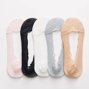 

2020 Womens Cotton Lace Antiskid Invisible Liner Socks Elastic Comfy Female Summer Spring Ankle Boat Low Cut Short Socks