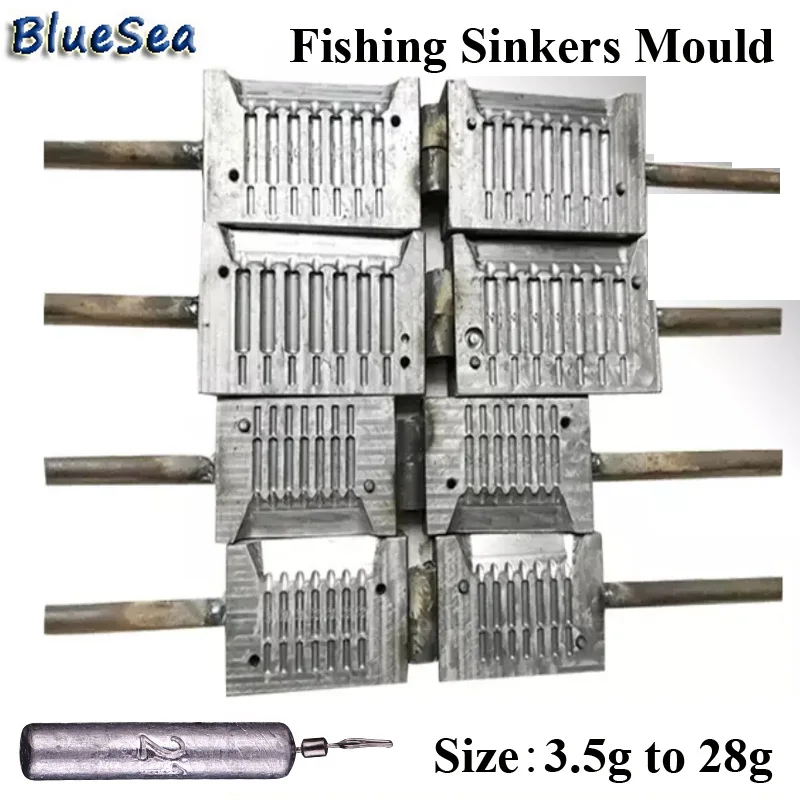 BlueSea 3.5g to 28g Long Rod Lead Sinkers Moulds Split Shot Weights Moulds  Balance Fishing Rotatable Lead Drop Sinkers Mould