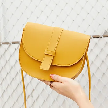

2020 new small bag little girl wild Korean version of saddle bag belt decoration solid color casual shoulder bag
