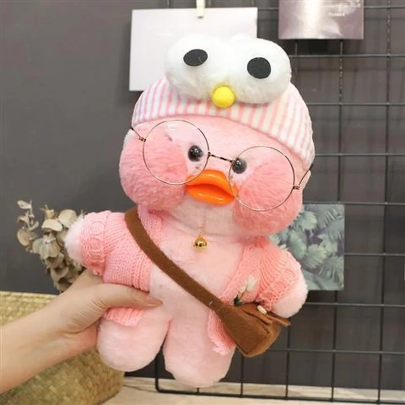 LaLafanfan Cafe Kawaii Amarelo Duck Plush Toy, Boneca Recheada Bonito, Brinquedos de Macio Animal, Kids Gift, Pano, Rosa, Lalafanfan, 30cm