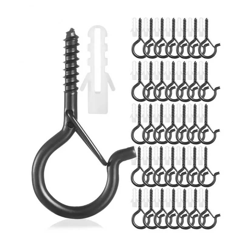 Siyzda 24 Pack Q Hanger Ceiling Hooks for Outdoor Hanging Plant Safety Buckle Design Bend New Year Party's Decorations Hanging Lights Screw Hooks for Outdoor String Lights Xmas 