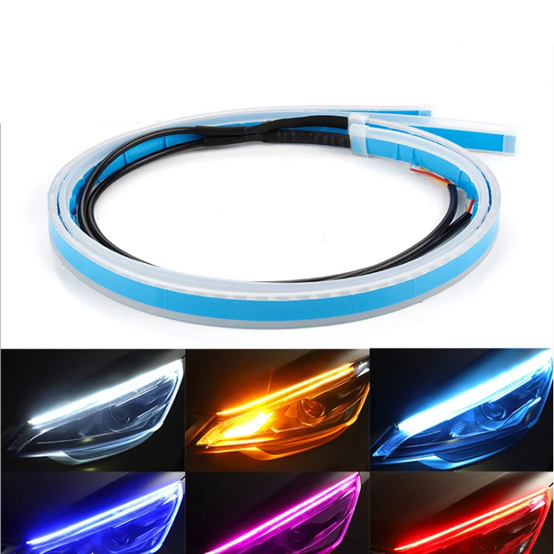 2X Built-in IC Driver Ultra Thin LED Strip DRL Flowing Turn Signal Lamp Super Bright Daytime Running Light Eyebrow Headlight | Автомобили