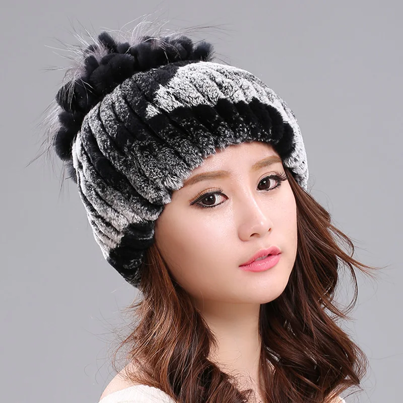 ETHEL ANDERSON настоящий мех кролика шляпа для женщин из натуральной черно-бурой лисицы меховой цветок стиль шапки зимние толстые шапочки бомберы