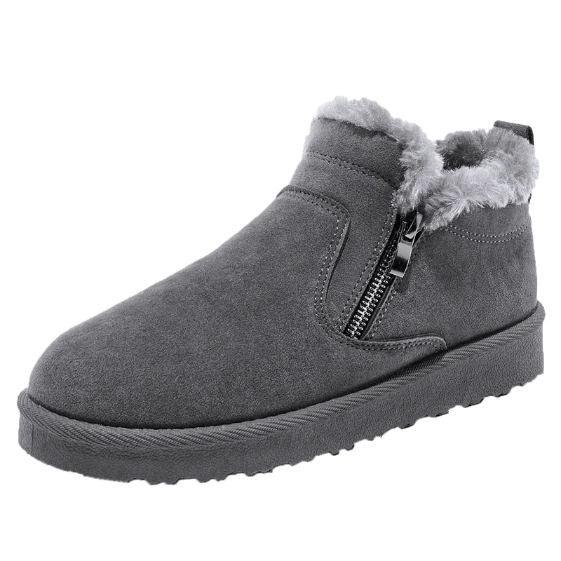 Серый Suede upper thick velvet zipper design Korean version of the warm thin legs snow boots women's winter snow boots warm non-slip b - Цвет: Серый