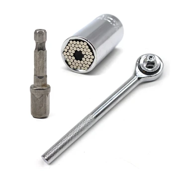 

Universal Torque Wrench Set Head Key Sleeve Socket 7-19mm Ratchet Spanner Power Drill Kits Magical Grip Bushing Hand Tools