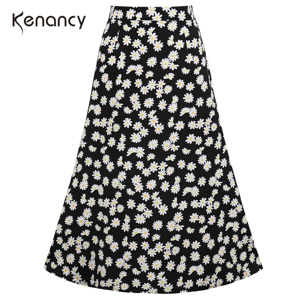 

Kenancy Women New Spring Bohemia Skirt Floral Print High Waist A-Line Vintage Skirt Casual Spring Summer Beach Boho Skirts 2019