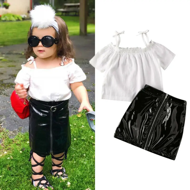 Детская одежда для девочек маленьких 2019 белый топ с открытыми плечами из