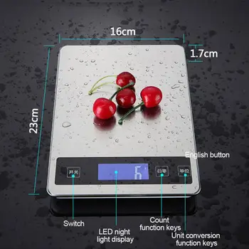

Portable Kitchen Scales Precise Electronic Digital Scale Weight electronic weighing balance Slim Stainless Steel Cooking Tools