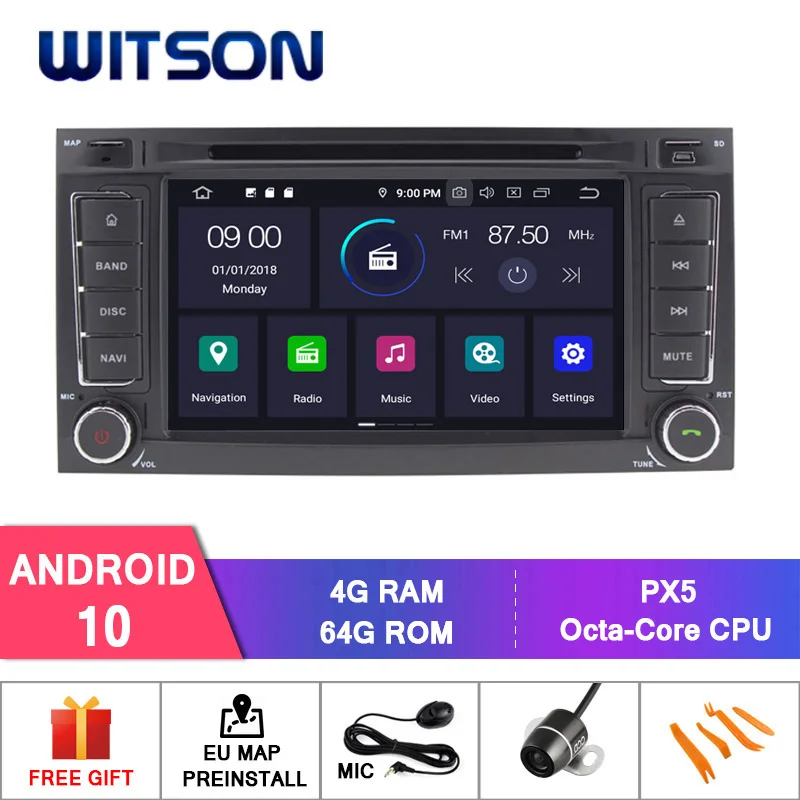 Witson Android 10.0 Lettore Dvd Per Auto Ram Da 4Gb Con Gps Per Volkswagen T5 Multivan/Carry Te Audio Player System Car Audio Gps Dvd