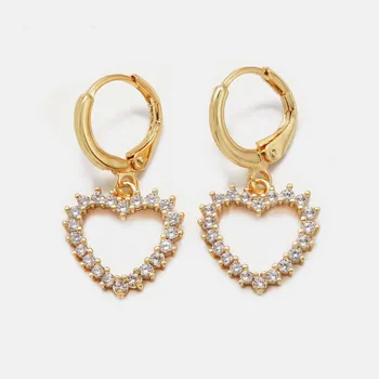 

SINTA Fashion Sweet Gold-plated Earrings Female Heart-shaped Earrings Zircon Diamond Earrings for Gift