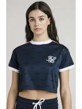 

SikSilk Shadow Silk Crop Tee - Navy Woman T-Shirt
