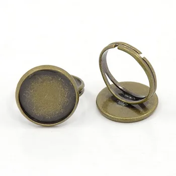 

10Pcs Brass Adjustable Finger Ring Findings Pad Ring Bases for Cabochons Setting