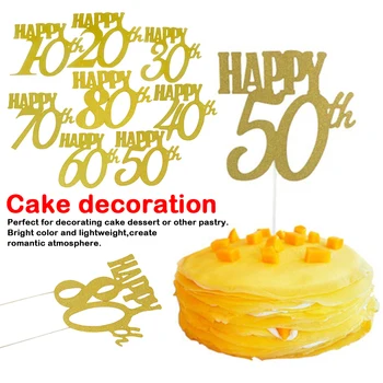 

10 20 30 40 50 60 70 80 Happy Birthday Cake Topper Wedding Cake Decorating Supplies for Cake Birthday Party Decors for Adult