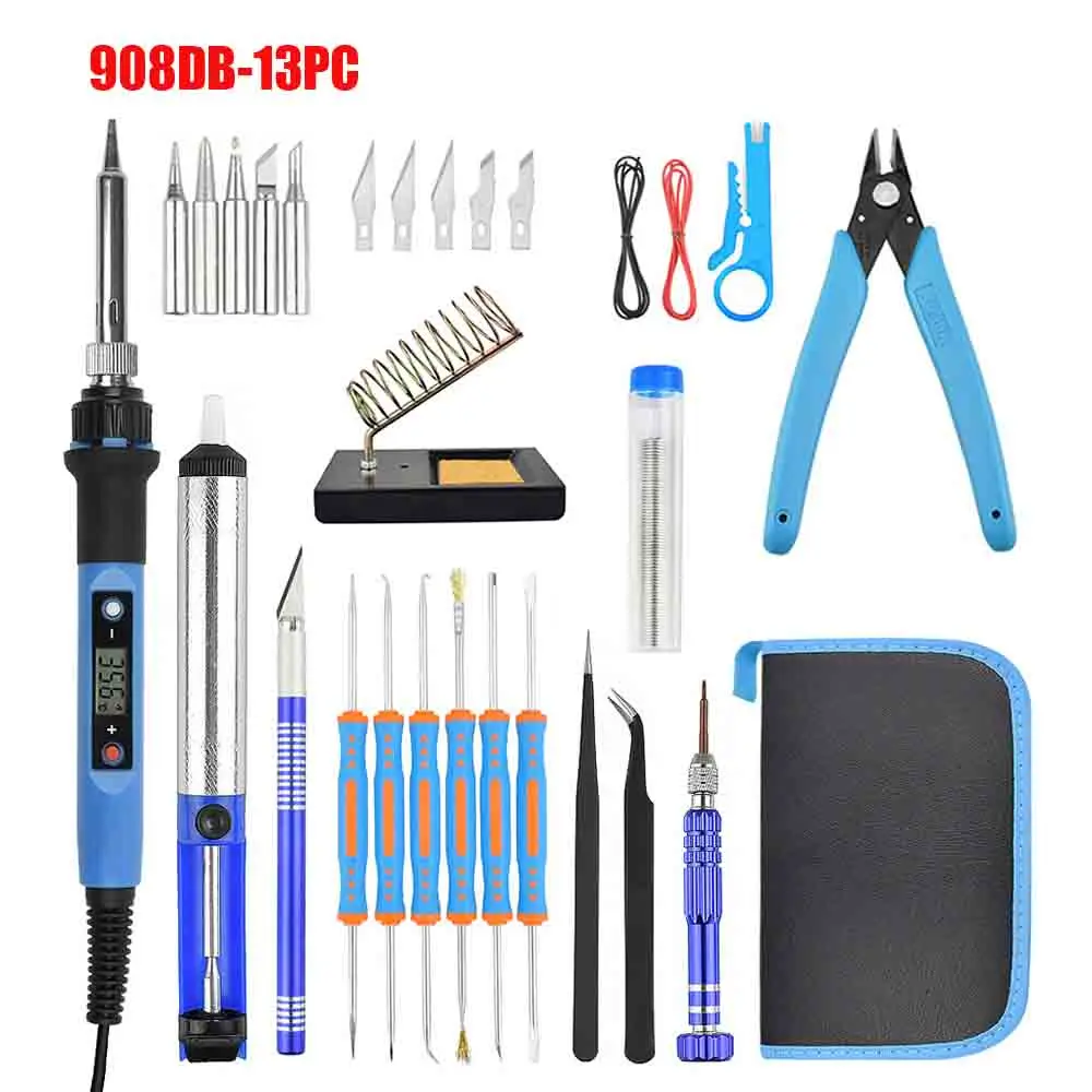 Koop Toolour 80W 220 V 110 V Aanpassen Temp Elektrische Soldeerbout LCD Digitale Display Lassen Reparatie Tools Carving mes Tool Kit