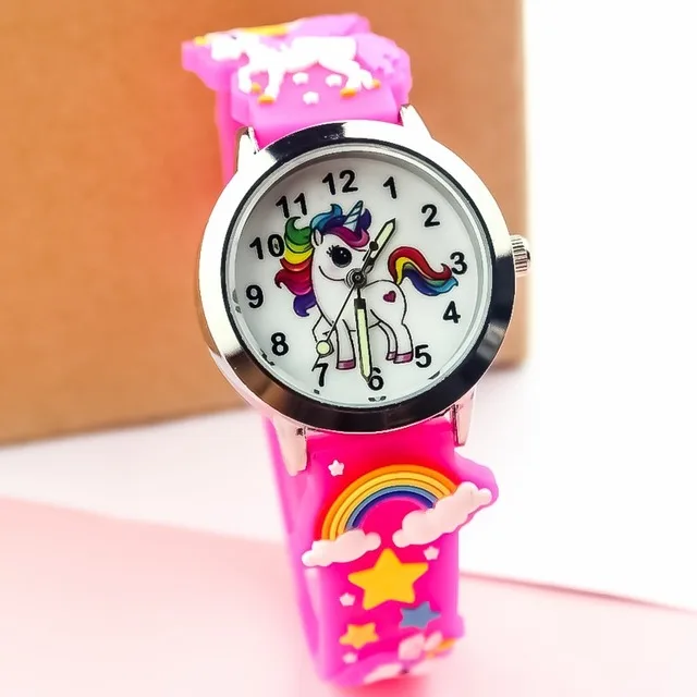 100pcs/lot kids children girls boys students rainbow unicorn silicone watches lovely stars party gift quartz wrist watch clock