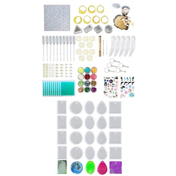 

2 Set Jewelry Mold: 1 Set Water Ripple Mold Set DIY Accessories & 1 Set Silicone Pendant Resin Moulds With Hanging Hole