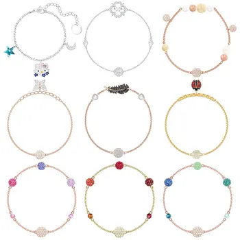 

High-quality Swa original crystal Hello Kitty black feather red pearl invisible magnetic buckle bracelet jewelry.