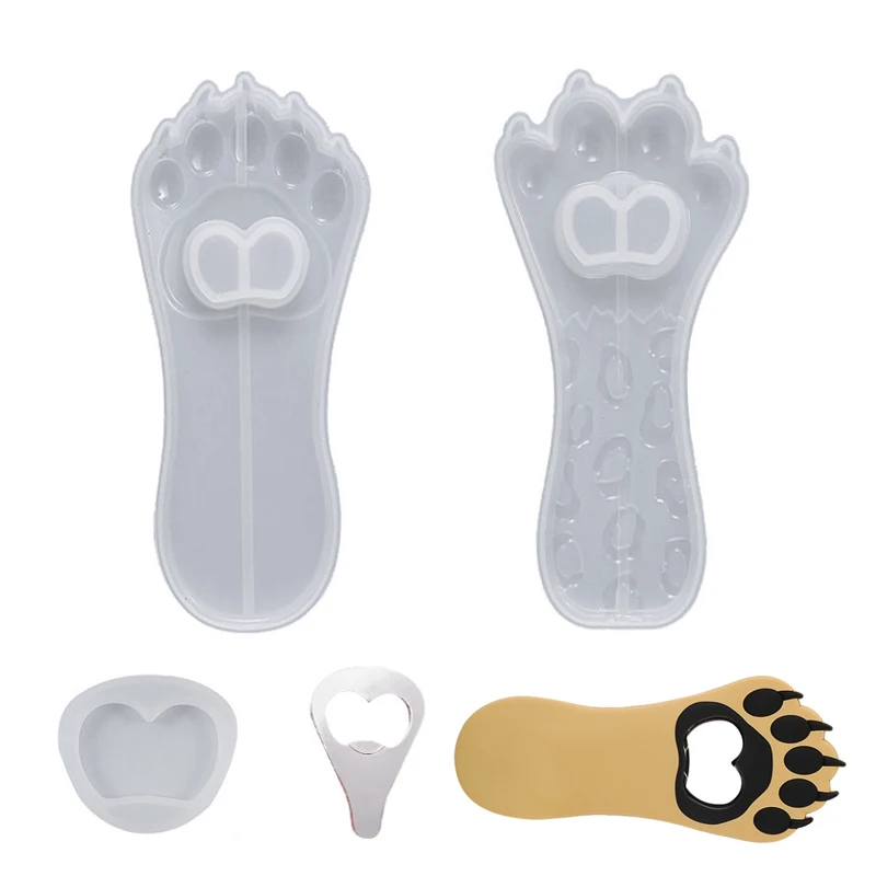 3-piece Set/crystal Epoxy Bottle Opener Silicone Mold Cute Cat Claw Bear Claw Beer Wrench Resin Mold DIY Craft Accessories crystal mini small stud pendant cute butterfly maple leaf silicone mold diy handmade resin earrings jewelry casting mould