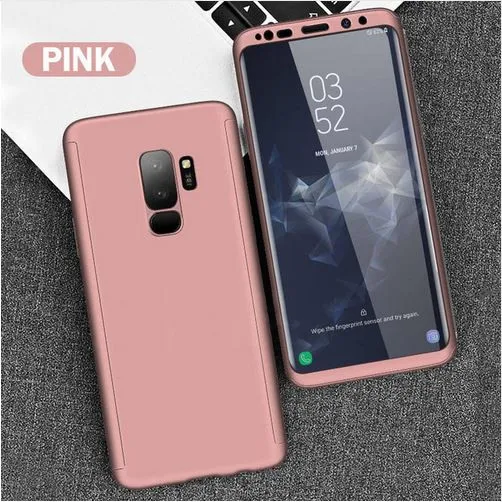 Защитная пленка на ЖК-защита 360 чехол для samsung Galaxy A70 A50 A30 A10 A20 A40 A6 A7 S6 S7 край S9 S8 S10 J4 J6 плюс J8 A750 чехол - Цвет: Розовый