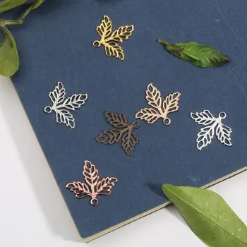 

New 10Pcs Maple Leaf Metal DIY Hollow Pendant Crafts Ornaments For DIY Necklace Jewelry Making Findings