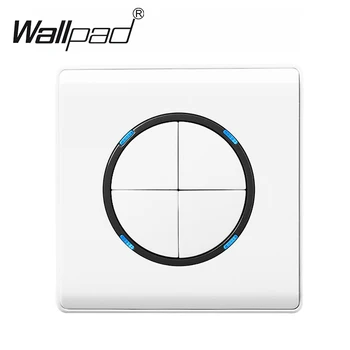

4 Gang 1 Way 2 Way Light Switch Wallpad Random Click Push / Pull Button Wall Switch With LED Neon Fireproof PC White