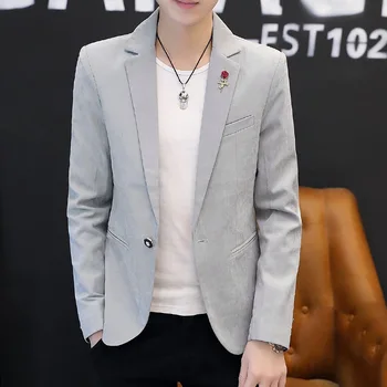 

Spring And Autumn Small Suit Men's New Style Korean-style Hair Stylist Slim Fit Deerskin Suit Youth England Handsome Thick Coat
