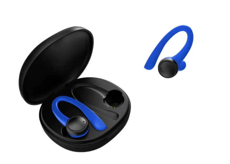 TWS 5,0 настоящие беспроводные Bluetooth наушники HiFi стерео беспроводные наушники Спортивная гарнитура с двойным микрофоном зарядная коробка для смартфона - Цвет: Синий