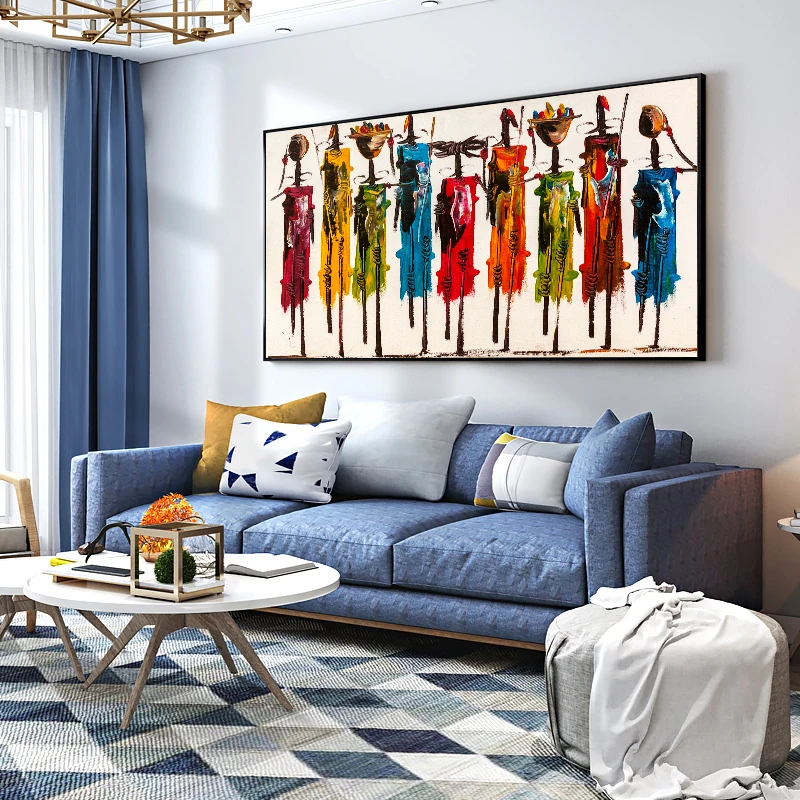 DDHH современное искусство красочная абстрактная Африканская женщина Картина на