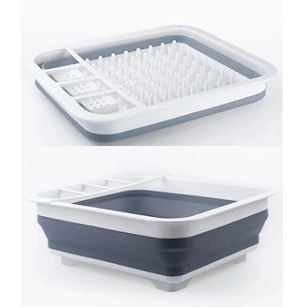 Folding Dish drain rack Kitchen Cutlery Storage Box Collapsible Dish Drainer Cutlery Stand Cup Holder
