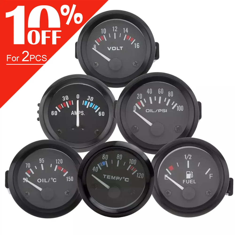 Универсальный 2 дюймовый автомобильный Амперметр 52 мм вольтметр 60 0 Вольтметр для