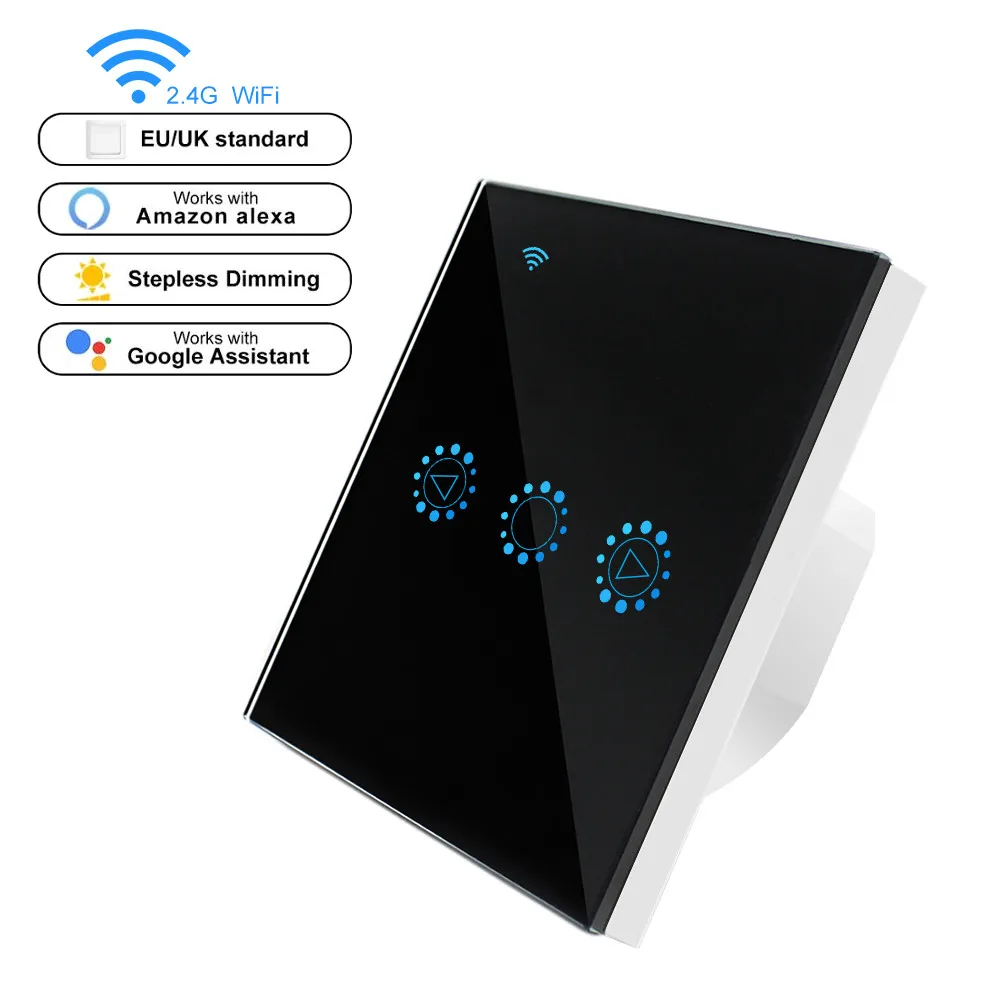 Black EU Standard Умный светильник, диммер, стандарт США/ЕС, Wifi переключатель, регулируемое сенсорное управление, работает с Alexa Google Assistant IFTTT 110 В 220 В - Цвет: Black EU Standard