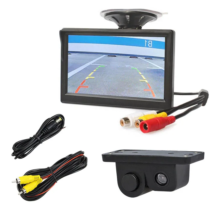 DIYKIT проводной 5 дюймов цветной TFT ЖК-монитор автомобиля+ Водонепроницаемый парковочный радар Датчик Автомобильная камера заднего вида камера парковочная система Комплект - Название цвета: conventional connect